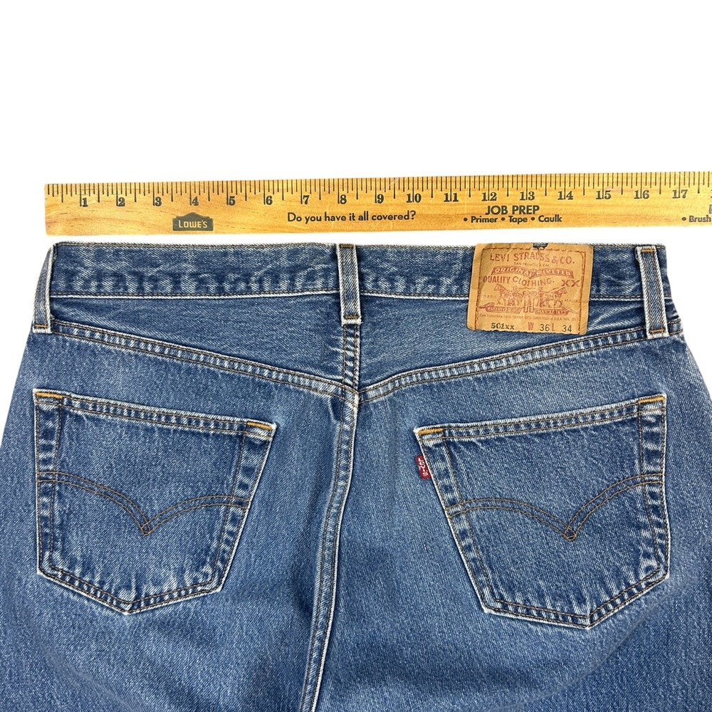 Vtg Levi's 501xx Jeans Men's Size 36X34 Blue Denim Flat Front Straight Leg - Picture 7 of 7